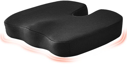 inaepeak Seat Cushion for Office Chair, Memory Foam Seat Cushion for Coccyx Tailbone Pain Relief, Seat Cushions for Office Desk/Car Seat/Wheelchair/Chair, Breathable Mesh Cover/Washable/Non-slip/Black