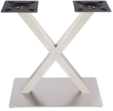 Qussse Patas de mesa de acero inoxidable, estructura de mesa en forma de X, hasta 200 kg, para mesa de café, mesa de comedor y mesa de bar, altura de 72 cm, color plateado