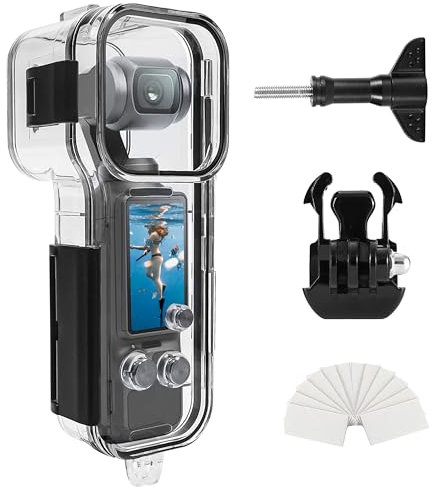 FitStill Custodia subacquea impermeabile da 50 m compatibile con DJI Osmo Pocket 3 Guscio protettivo con staffa di montaggio Pocket3 Kit di accessori per fotocamera