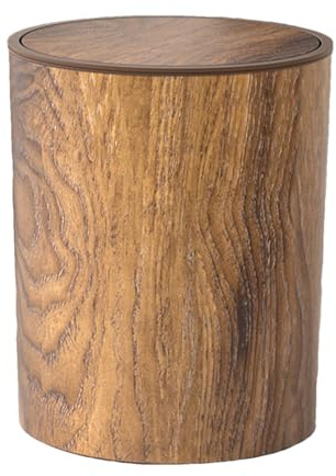 Patifirst Cubo De Basura Retro Con Tapa Abatible | Cubo Basura Cocina Textura Madera - Retro Para Garaje Salón Y Oficinas