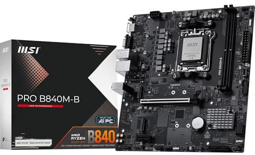 MSI Pro B840M-B Placa Base, mATX – Soporta procesadores AMD Ryzen 9000/8000/7000, AM5 – DDR5 Memory Boost (8000+ MT/s OC), PCIe 4.0 x16, M.2 Gen4, 2.5G LAN