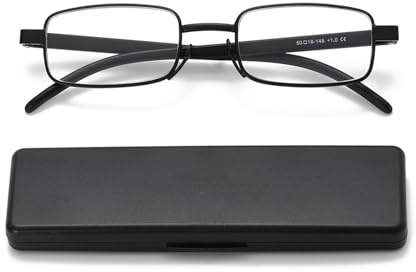 Hubeye Tragbare Lesebrille für Herren und Damen Ultraleichtem Kompakt Lesehilfe aus Metallrahmen Schlanke Metallbrille mit Brillenetui 1.50