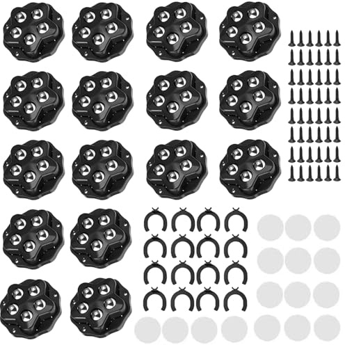 16 Piezas Mini Ruedas Adhesivas Giratorias, Ruedas con 5 Bolas Cada Una, Capacidad 300KG, Rueda móvil universal 360, Ruedas para Muebles, para Muebles, Utensilios de Cocina y Electrodomésticos (Negro)