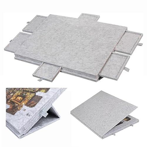 RATSTONE Tapete Puzzle 1000 Piezas，Mesa Puzzle，Tablero de Rompecabezas Inclinable con Soporte y Cubierta Diseñados 2 en 1, Mesas Inclinable con 6 Cajones para Ahorrar Espacio,Gris Claro (Gris Claro)