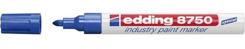 edding 8750 Marqueur peinture spécial industrie - bleu - 1 stylo - pointe ronde 2-4 mm - pour écrire sur une surface poussiéreuse, légèrement huileuse, pneu, métal, verre et du bois - permanent