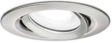 Paulmann 93671 Luminaria empotrable LED Nova Plus, redonda, orientable, 6 W IP65 reg., Spot, acero mate, aluminio-zinc, lámpara empotrable 4000 K GU10