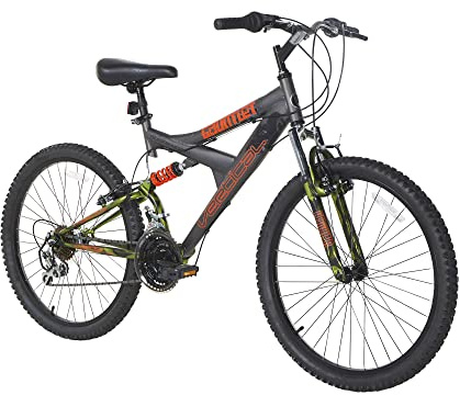 Dynacraft Vertical Gauntlet 24 Inch Bike, Teenager Bicycle Age 13-17, Mountain Bike for Men, 21 Speed Shimano Gear Shifters, Full Suspension, Adult Bicycle, Trail Ready Design