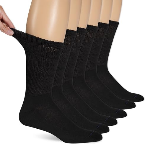 Dr. Scholl's Mens Diabetes & Circulator - 4 6 Pair Packs Non-binding Comfort And Moisture Management Sock, Black, 7-12 US