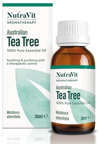 NutraVit - Australian Tea Tree Oil | 100% Pure Tea Tree Essential Oil - 30ml - Therapeutic Grade Aromatherapy Oil - for Nail Fungus, Diffusers, Humidifiers, Hair, Skin, Piercings & Face Wash