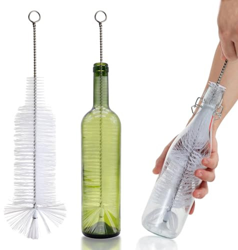 Cepillo para botellas especialmente para limpiar todo tipo de botellas de vino de cuello estrecho, botellas de cerveza, botellas de soda, botellas de spray, tazas largas, tazas, cilindros de gran