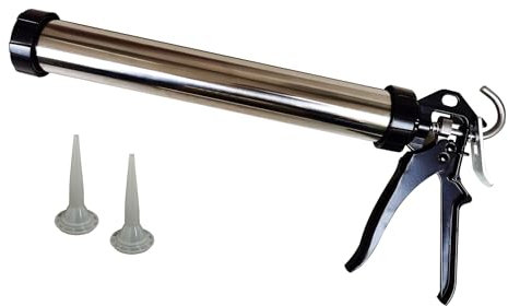 ANZHUO Professional Sausage Caulking Gun, Stainless Steel, 19 Inch Tube, Manual Drive, for Glass Installation, Tiling, Bathroom, Kitchen (1 piece)