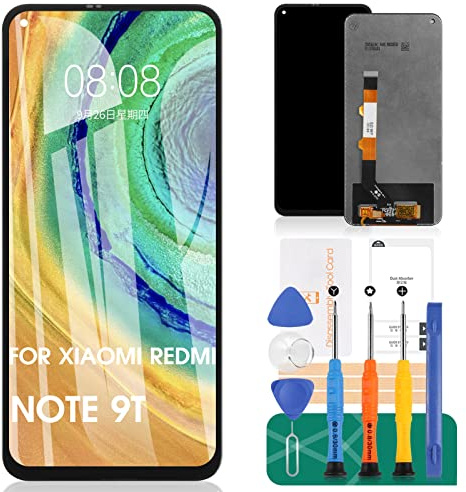 Para Xiaomi Redmi Note 9T Pantalla de repuesto para Redmi Note 9 5G Pantalla LCD para Redmi Note 9T Pantalla táctil M2007J22G M2007J22C Kit de reparación de montaje digitalizador (negro)