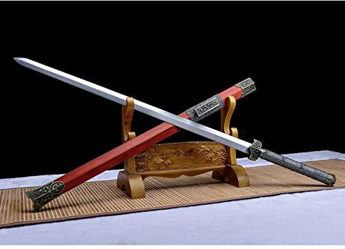LQSMX sword Chinesisches Schwert/scharf/Katana Schwert Zweihändiges Schwert, Einhandschwert 42.5in Schwerter echte Waffen Handgeschmiedeter Manganstahl