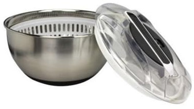 Ard'time - Centrifuga professionale per insalata, centrifuga a pistone con insalatiera, sistema di centrifuga a pistone, vassoio in acciaio inox, fondo antiscivolo, freno incorporato per arrestare la