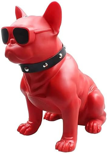 Hfnnhl French Bulldog Bluetooth Speaker, Portable Wireless, Multifunctional, Red