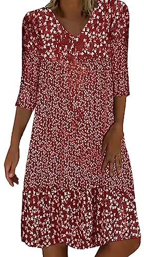 Robe Courte Femme Fleurie Longue Chic et Elegant l'église décontractée Impression en Chiffon à Manches Longues Paire avec Jupe Plissée Vêtements Femme Élégant Chemise Robes De Soie Robe Grossesse