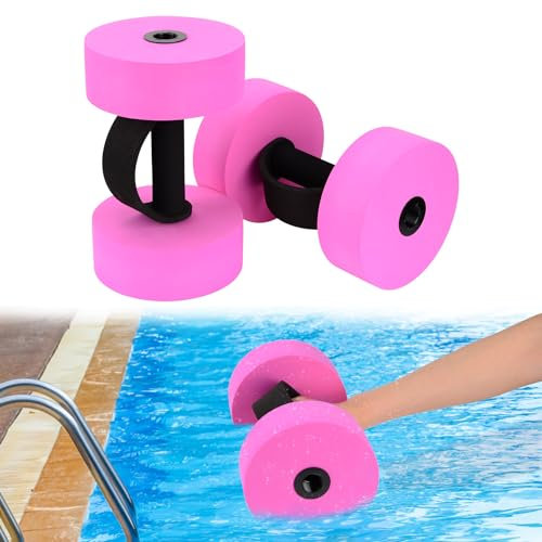 Hikeen Aquatic Exercise Dumbbells Water Dumbbell Pool Resistance Aquatic Fitness Barbells High-Density EVA Foam Pool Weights Dumbbells, for Water Aerobics Weight Loss (1 EVA Pink)