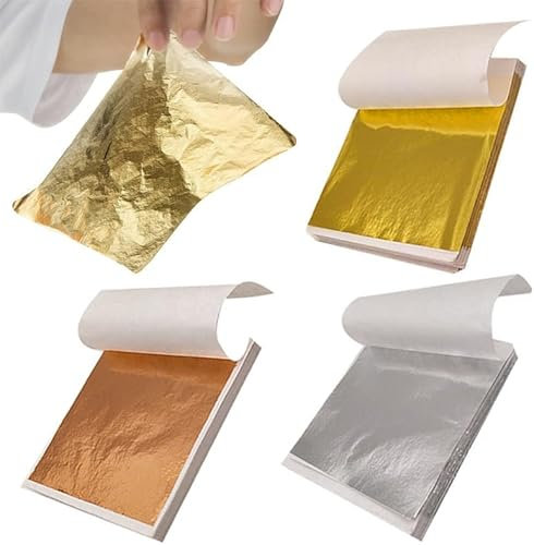 BetterJonny 300 Blatt Imitation Blattgold, Blattgold Goldblätter Blattkupfer Blattsilber Blattgold Imitation Dekoration für Kunstprojekt Handwerk Dekoration (8.5x8.5cm)