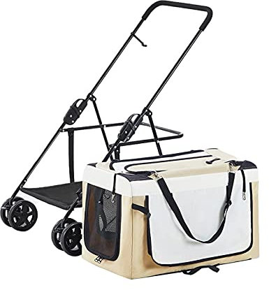 Haustier-Buggy, Leichter Hundebuggy für 2 Hunde, Katzen, Welpen und Kätzchen, Hundebuggys für kleine Hunde, Atmungsaktiver Kinderwagen, Haustier-Buggy für Katzen und Hunde