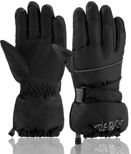 SOBEAU Ski Handschuhe Kinder Winterhandschuhe, Wasserdicht, Warme Sporthandschuhe fr Jungen und Mdchen (Schwarz, S Gre (4-6 Jahre alt))