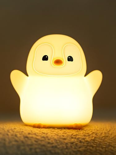 YuanDian Pinguin Nachtlicht, Süßes Penguin Lampe mit Touch-Steuerung, Dimmbar und 20 Minuten Timer, für Kinderzimmer, Pinguin Nachttischlampe für Frauen, Teenager, Mädchen, Babies