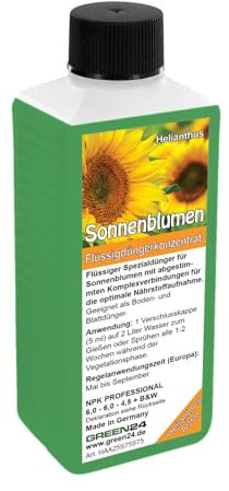 Sonnenblumen-Dünger - Helianthus NPK Flüssigdünger 6-6-4,5 mit Spurennährstoffen, 250 ml Super-Konzentrat
