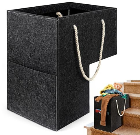 Cesta de almacenamiento para escaleras, organizador de almacenamiento para escaleras, cesta de lavandería con diseño en forma de L, organizador de almacenamiento por etapas, fieltro de almacenamiento