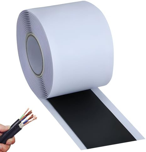 Aislar cinta adhesiva, cinta aislante impermeable compuesta, cinta impermeable para aislamiento, flejado y fijación de cables eléctricos hasta 1-35 kv, 1,65 mm x 50 mm x 3 m (Negro)