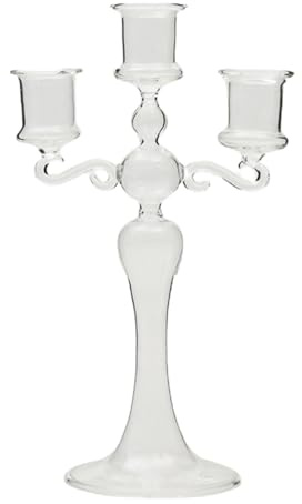 3 Candle Candelabra - Clear Acrylic Candle Holder, Decorative Candle Holder | Elegant Clear Glass Candle Stands With 3 Branches, Candle Holder Decor For Decor Dining Room, Candela (21 * 11.58cm)