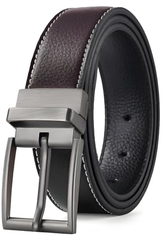 Gürtel Herren Leder 1 Stück - 115cm Ledergürtel für Männer in klassischem Design, Unisex Gürtel Leather Imitation Belt, verstellbare Schnalle, perfekt für Business, Anzug, Jeans für Arbeit und Reisen