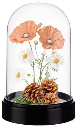 AHANDMAKER Acrylic Display Dome Case Cloche Globe, 9.3 x 13.5cm Black Base Crystal Dome Bell Jar Display Case for Figures Flowers Plants Bouquets Photos Tabletop Wedding Decorations