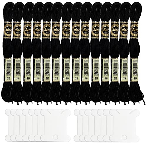 14 stycken svarta broderigarn med 14 spolar, broderisiden, svart kors, stygngarn, bomull, hantverk, trådar, sömnad, hantverk, trådar för stickning, broderi, projekt