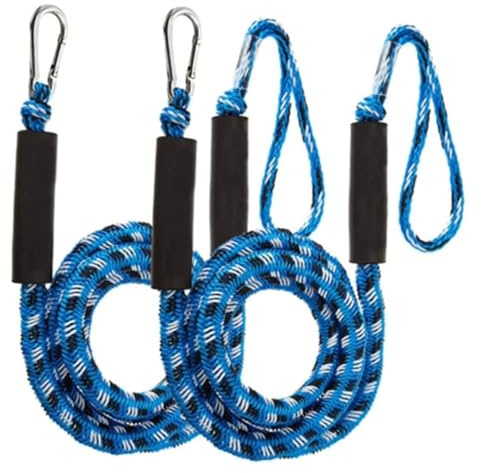 Corde d'ancrage, Lignes de Quai élastiques for Bateau, Corde d'amarrage, motomarine, Jet Ski, Ponton, canoë, à Moteur, Accessoires(2pcs Blue Black)