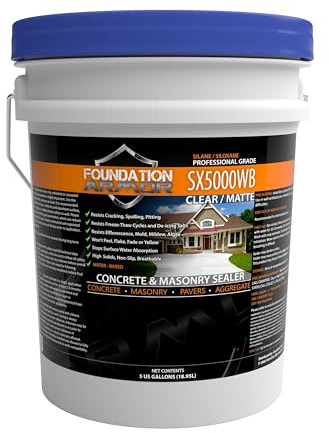 Armor SX5000 WB Natural-Look Penetrating Water-Based Silane Siloxane Concrete Sealer for Concrete, Brick, Pavers, and Natural Stone - 5 Gallon