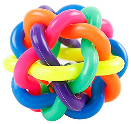 Boodtag Lot de 2 Jouet à Mâcher Chien en Caoutchouc Souple Balle avec Grelot Intérieur Multicolore Jouet Sonore à Jouet Boule Ballons Animal de Compagnie