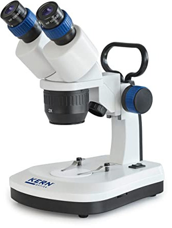 Kern OSE 421 - Stereomikroskop in robuster, ergonomischer Ausführung, ideal für Werkstätten, Schulen und Ausbildung, Tubus: Binokular, Okular: WF 10x ˜ 20 mm, Objektiv: 2x / 4x, Beleuchtung: 1W LED (A