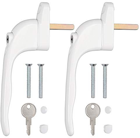 Neoteck 2PCS Window Handle Universal Espag Key Locking Lockable Double Glazing UPVC Window Handle - 35mm Spindle Length