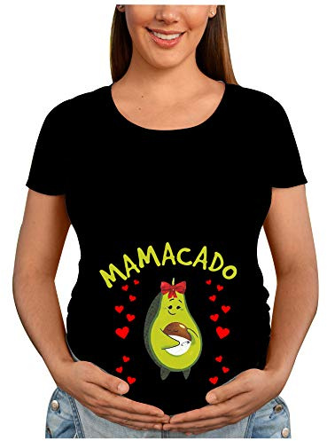 Colorfamily Kvinnor Mamacado Avokado Gravid Mamma Graviditet Framtida Mamma T-tröja Perfekt För Moderskap, svart kvinna, S