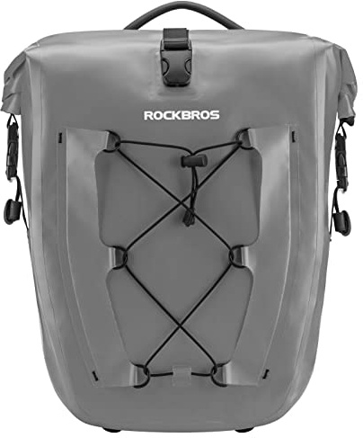 ROCKBROS Cykelväska bakre bagagehållare, 25 L 100% vattentät, bakre cykelkorg vattentät för MTB, landsvägscykel, resor svart grå orange blå gul