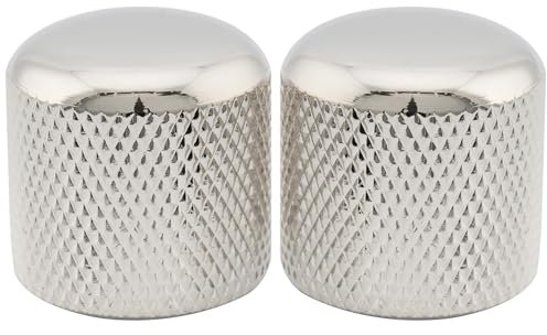 Musiclily Pro Metrisch Stahl Potiknopf Push-on Dome Knobs für Import E-Gitarre oder Bass, Nickel (2 Stück)