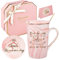 DONGSHANGIFT Schwestern Becher Schwester Geburtstag Geschenke Kaffeebecher Set - Side by Side oder Miles Apart Sisters sind immer nah am Herzen - Geschenke Box Set 420ML Rosa