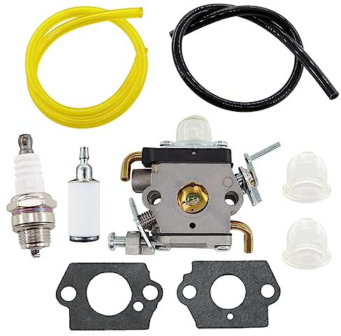 MCHNIC Carburateur avec joint Tuyau d'essence Bougie d'allumage pour Husqvarna 122C 122LDX 122LK Coupe-bordure McCulloch T22LS T22LSC Remplace 581734301 574386701