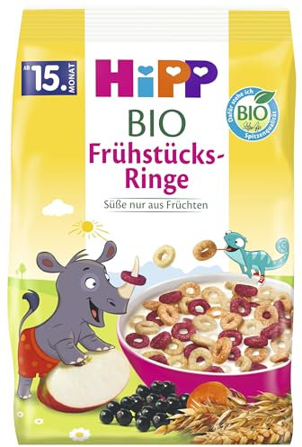 HiPP Bio Frühstücks-Ringe (5 x 120g), Kindermüsli ab 15. Monat, Süße nur aus Früchten und Gemüse, in bester Bio-Qualität
