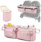 Prokva Organiseur de Poussette Double Compatible avec Poussette Double BOB Duallie et City Mini GT2, Organiseur de Poussette Double Parent avec Porte-gobelet et Sac Isotherme, Rose (Sac Vide)
