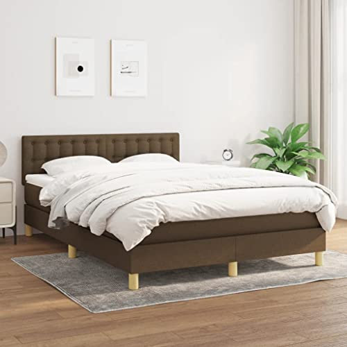 LAPOOH Boxspringbett mit Matratze Dunkelbraun 140x200 cm Stoff, Bett, Bed Frame, Familienbett, Bettrahmen, Bett Gestell, Bett Rahmengestell, Schlafzimmer Bett - 3140940