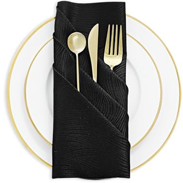 Softalker Black Napkins Party Set of 6,Dinner Cloth Napkins Rectangle 45x45 cm, Jacquard Cloth Napkin Elegant Style Serviettes Cloth for Home Cottage Kitchen Dinner Table Restaurant Cafe Spring Easter