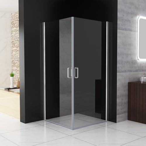 MIQU Duschkabine Eckeinstieg 100x90 cm Schwingtür Duschwand mit Doppel Schwingbar Duschtür, 6mm NANO ESG Glas, Drehfalttür komplett Dusche Duschabtrennung Höhe 197cm, ohne Duschwanne