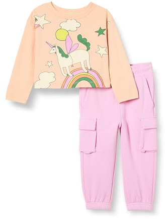 Amazon Essentials Conjunto de camiseta de manga larga y pantalones sin cierre Niña, Rosa/Unicornio, 9 años