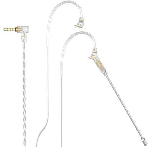 Cubilux Cavo per cuffie da 3,5 mm a 2 pin da 0,78 mm con microfono, fili OFC placcati argento, ricambio 1/8 2 pin 0,78 con microfono a braccio staccabile, 1,2 m