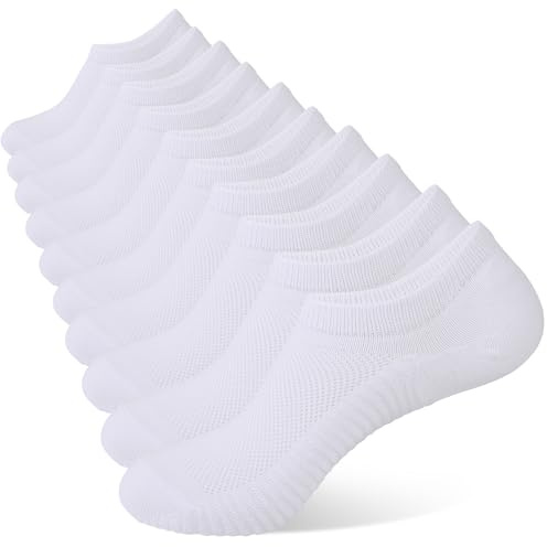 YOJOOM No Show Trainer Socks for Womens 5 Pairs Non Slip Low Cut Ankle Socks Invisible Footies Loafers Casual Boat Shoes Size 4-7 7-9 (UK, Numeric, 4, 7, Regular, Regular, White 5 pairs)